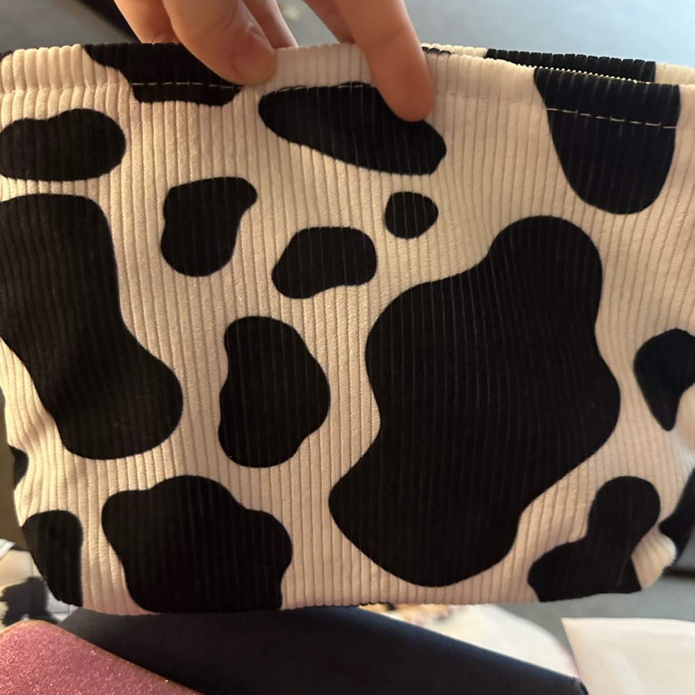 Cow print makeup bag